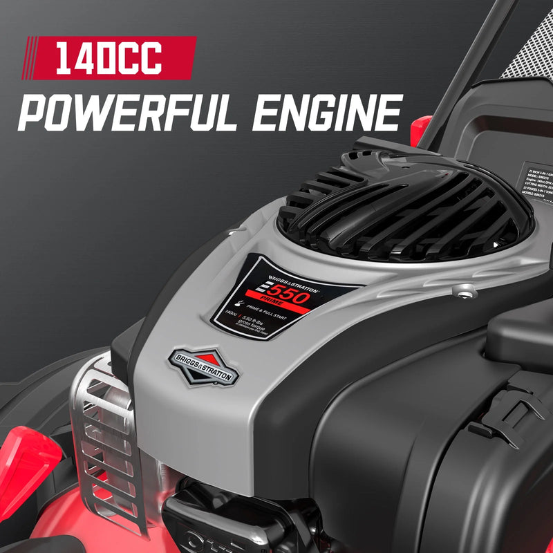 Push Lawn Mower 21-Inch 3-In-1 ,6 Lever Height Adjustment with 140Cc B&S Engine - Puck's