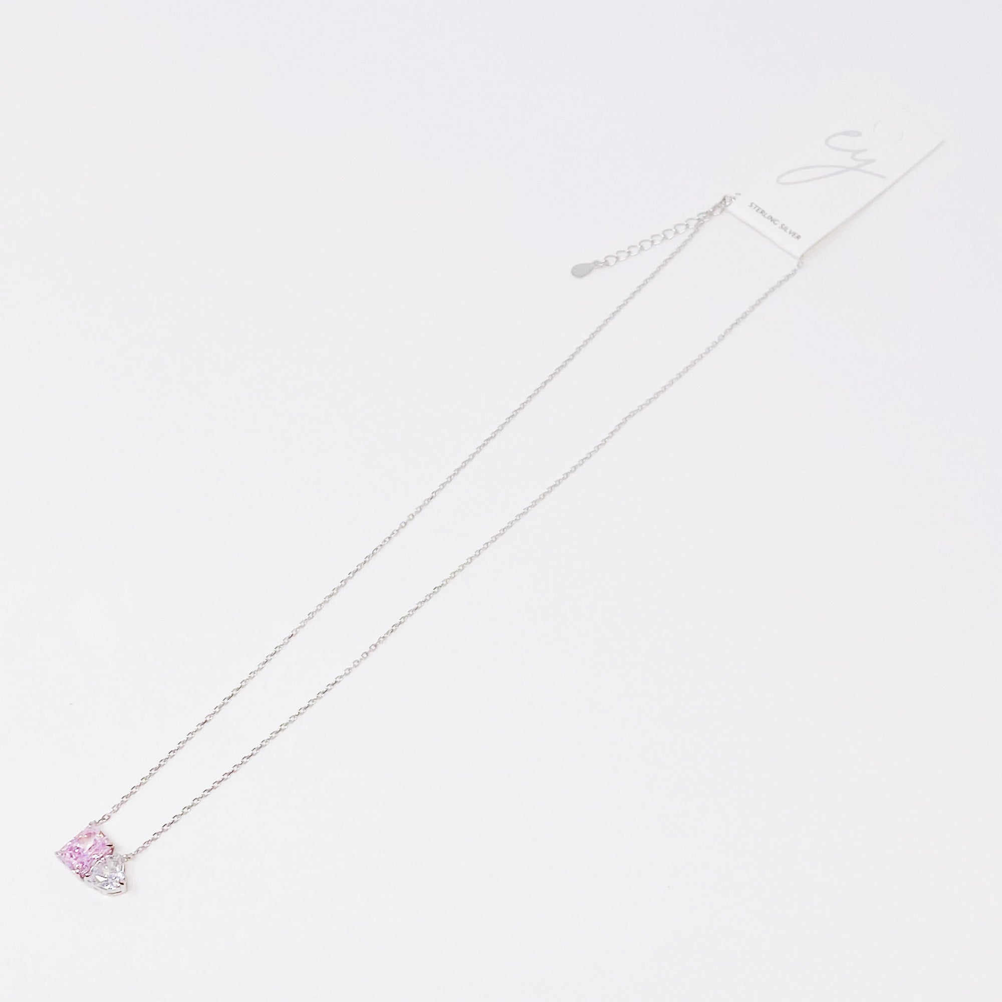 Double Stone Pendant Sterling Silver Necklace - Puck's
