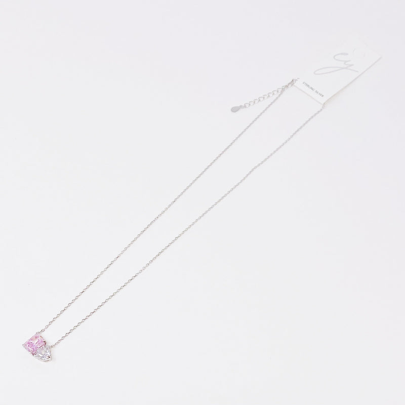 Double Stone Pendant Sterling Silver Necklace - Puck's