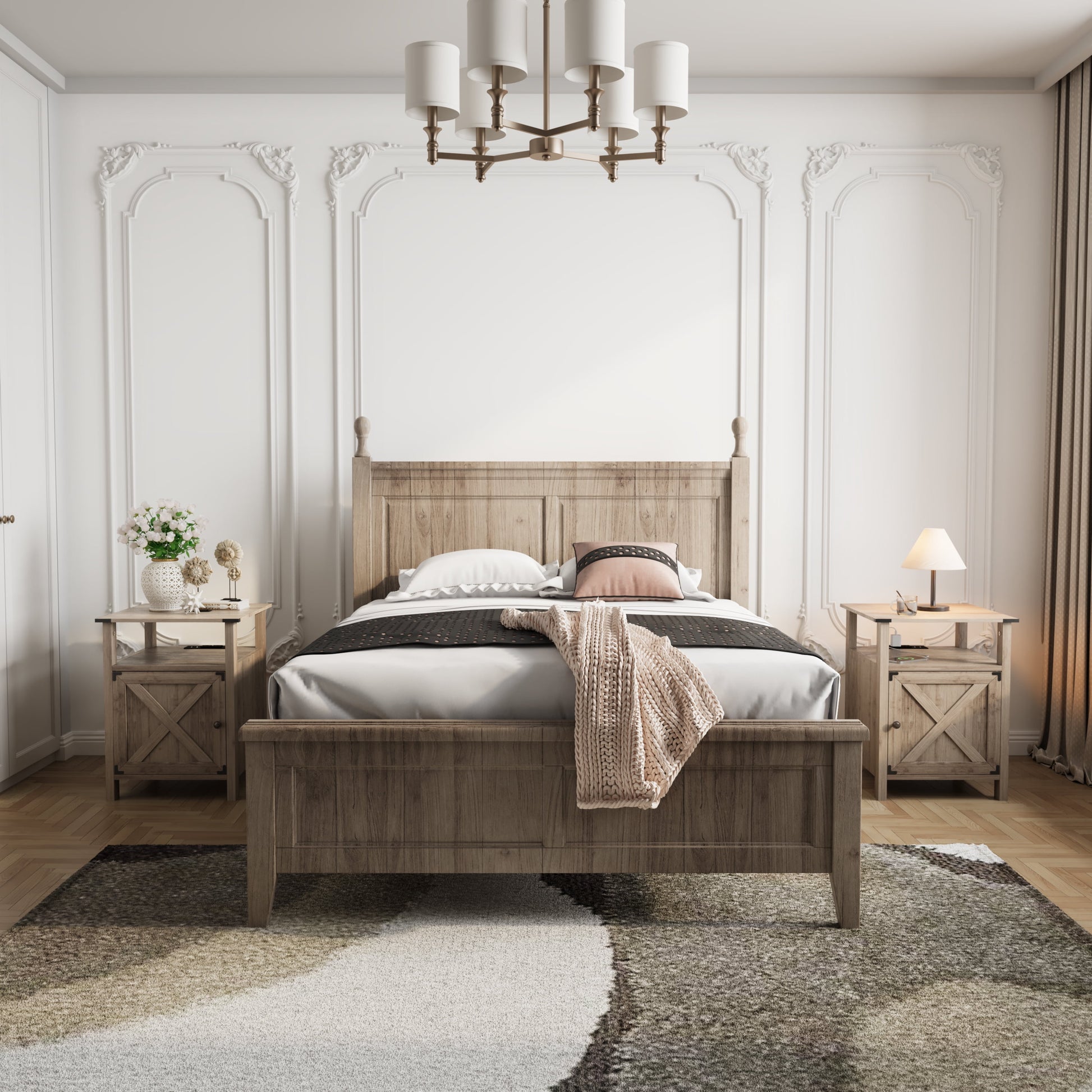 Nightstand for Bedroom Set of 2,Farmhouse Nightstand Bedside Table for Bedroom Furniture,Light Brown - Puck's