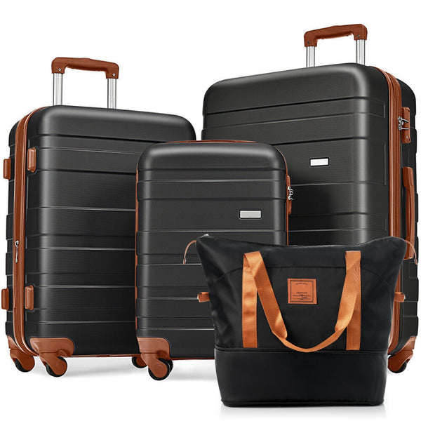 Luggage Sets 4 Piece, Expandable ABS Durable Suitcase with Travel Bag, - Puck's