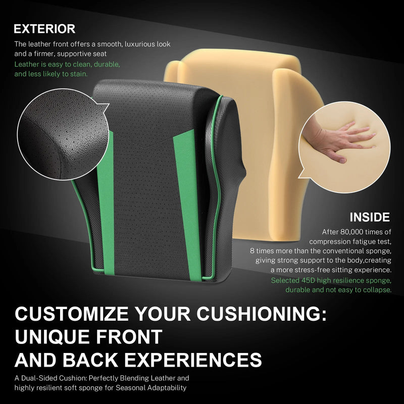 Gaming Chair with Footrest, Ergonomic Swivel Computer Game Chair, Gamer Chair with Headrest & Massage Lumbar Support, Office Desk Chairs, Green - Puck's