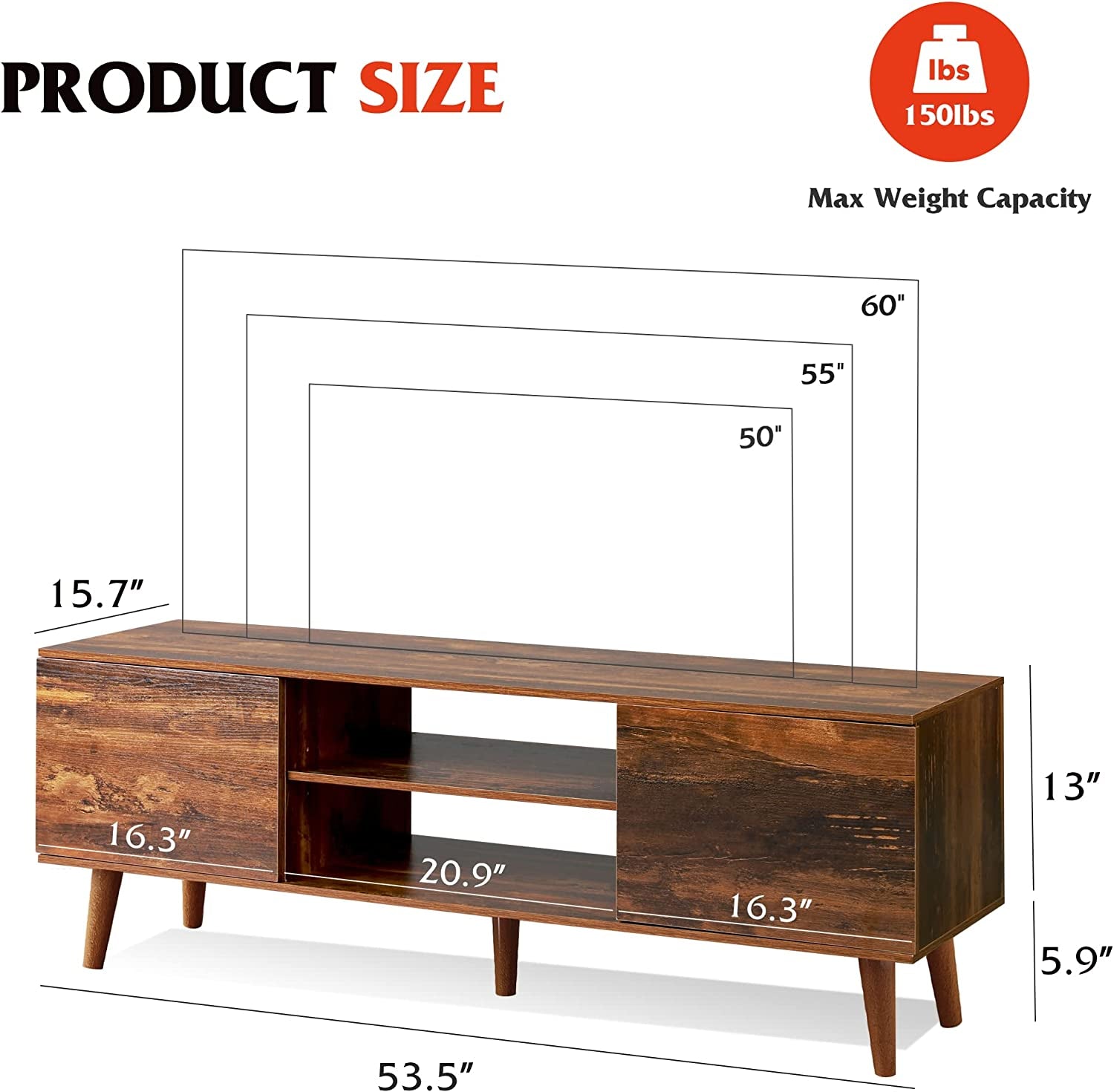 TV Stand for 55 60 Inch TV, Mid Century Modern TV Console, Entertainment Center - Puck's