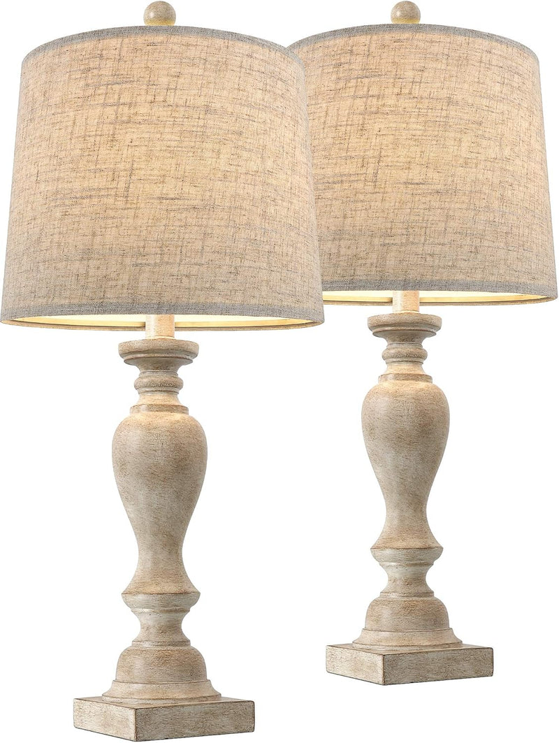 24.5" Table Lamp Set of 2 for Bedroom Table Desk Lamps for Living Room Kids Room Study Room Office Rustic Table Lamps Resin - Puck's