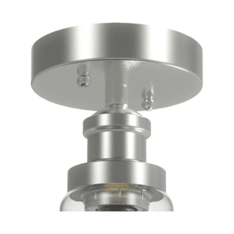 12" Farmhouse Nickel Flush Mount Ceiling Light, Metal Base Clear Glass Shade - Puck's