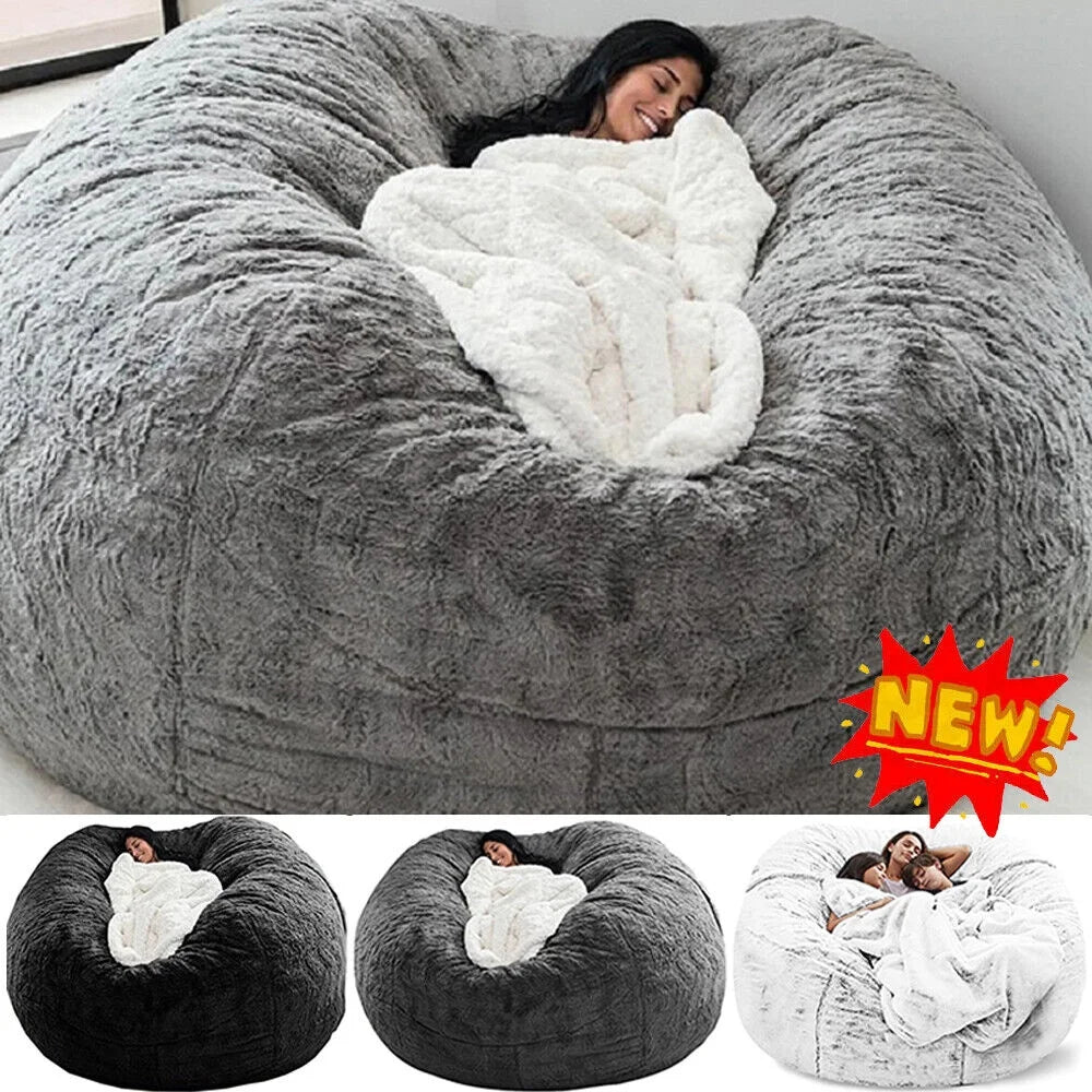 Large Sofa Sack, Ultra Soft Bean Bag Chair Cover for Living Room Lazy Lounger Chair (Stuffing Not Included), Dark Grey, 5 X 2.5 Ft - Puck's
