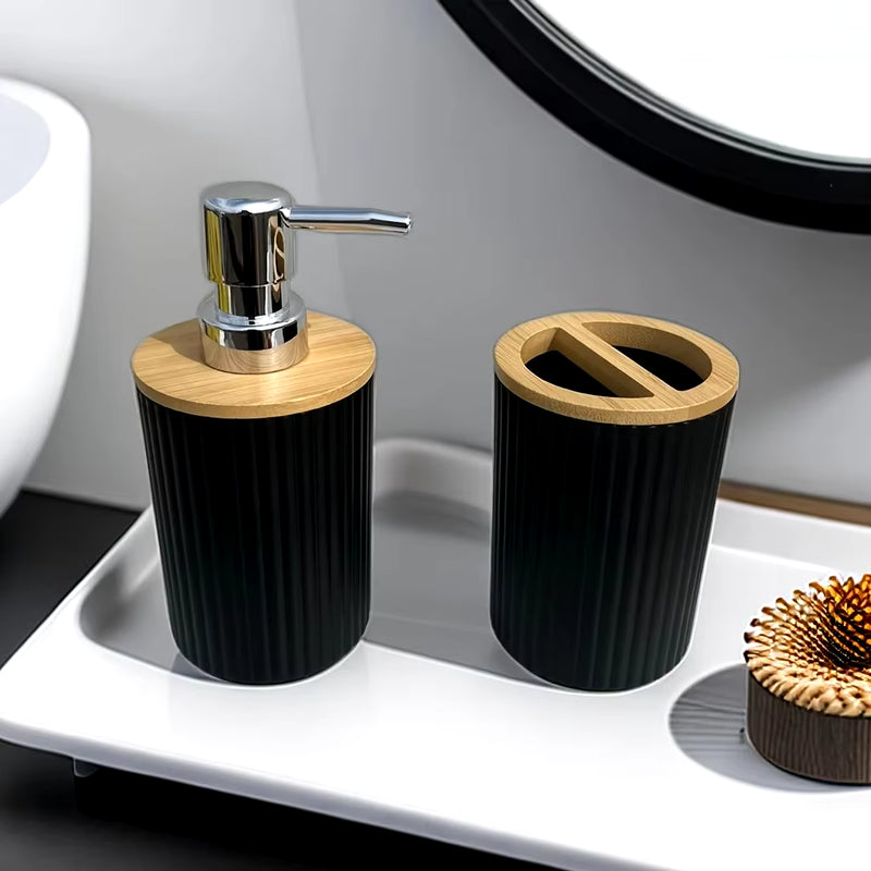 4Pcs Bathroom Accessories Set Plastic Bathroom Accessories Toothbrush Holder Mouthwash Cup Soap Dispenser Soap Dish - Puck's