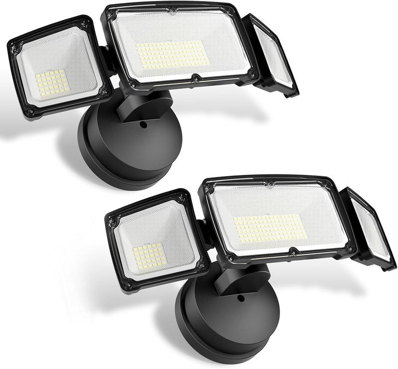 LED Flood Lights Outdoor 3500LM Security Light, 30W Bright Outdoor Lights 2 Pack, 5000K Daylight White, IP65 Waterproof 3 Adjustable Heads for Garage, Backyard, Patio, Garden, Porch&Stair(Black) - Puck's