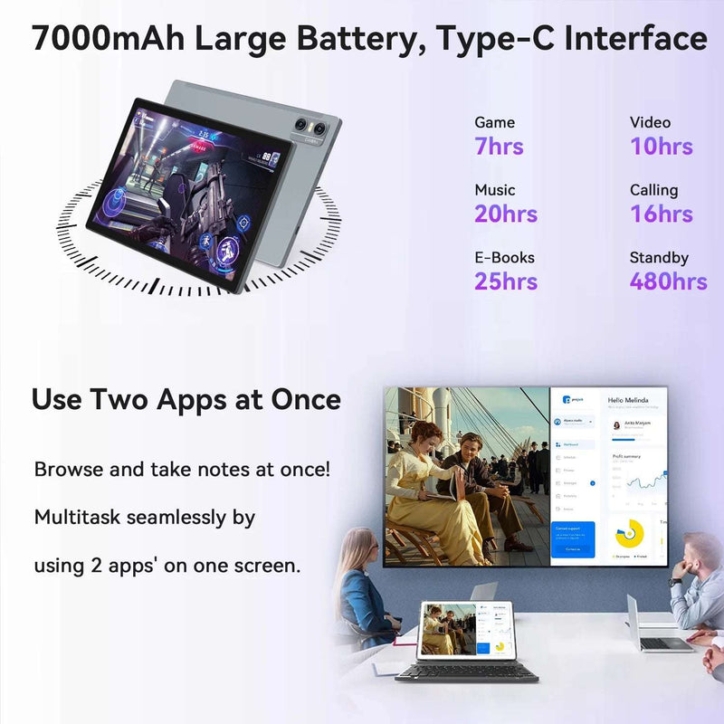 Tablet 10Inch Tablet,Android 14 Tablet,64Gb ROM 8GB Ram,Wifi 6,Octa-Core 5G Wifi,Widevine L1,Wireless Projection,Bluetooth,Dual Camera,7000Mah Battery,Hd Screen,2024 Newest Tablet with Keyboard,Black - Puck's