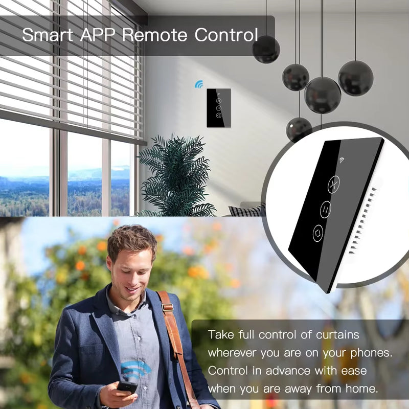 Wifi RF433 Smart Touch Curtain Roller Blinds Motor Switch Tuya Smart Life App Remote Control Work with Alexa Google Home US - Puck's