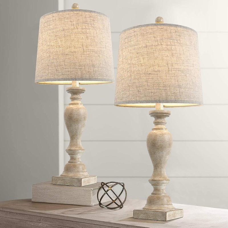 24.5" Table Lamp Set of 2 for Bedroom Table Desk Lamps for Living Room Kids Room Study Room Office Rustic Table Lamps Resin - Puck's