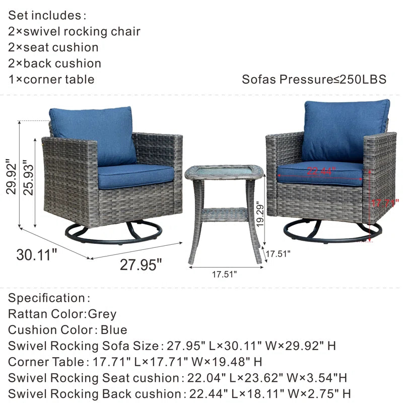 Ben 2 - Persoon Patio Conversatie Sets met Kussens