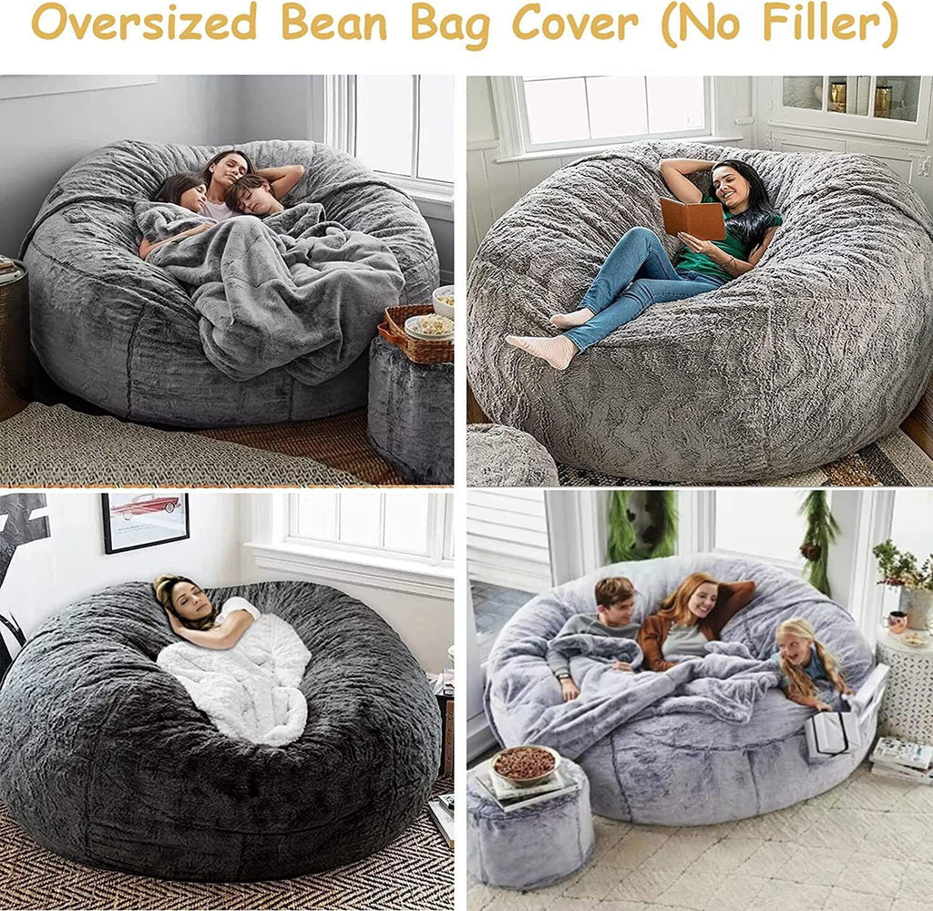 Large Sofa Sack, Ultra Soft Bean Bag Chair Cover for Living Room Lazy Lounger Chair (Stuffing Not Included), Dark Grey, 5 X 2.5 Ft - Puck's