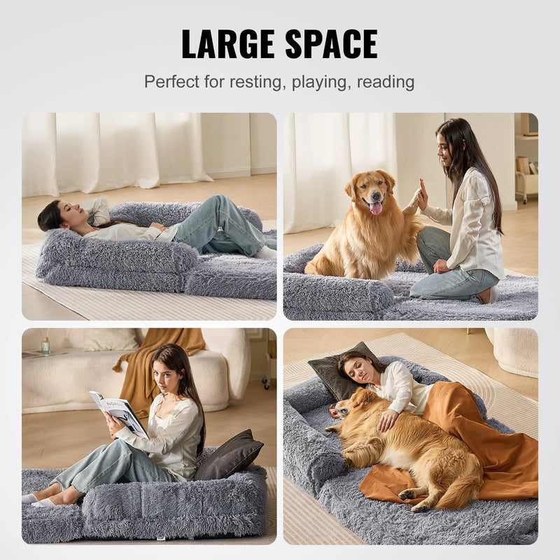 VEVOR Human Dog Bed 72 X48X10In Large Human Size Dog Bed Washable PV Velvet - Puck's