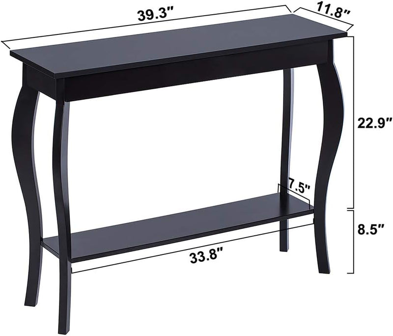 Narrow Console Table, Chic Accent Sofa Table, Entryway Table, Black - Puck's