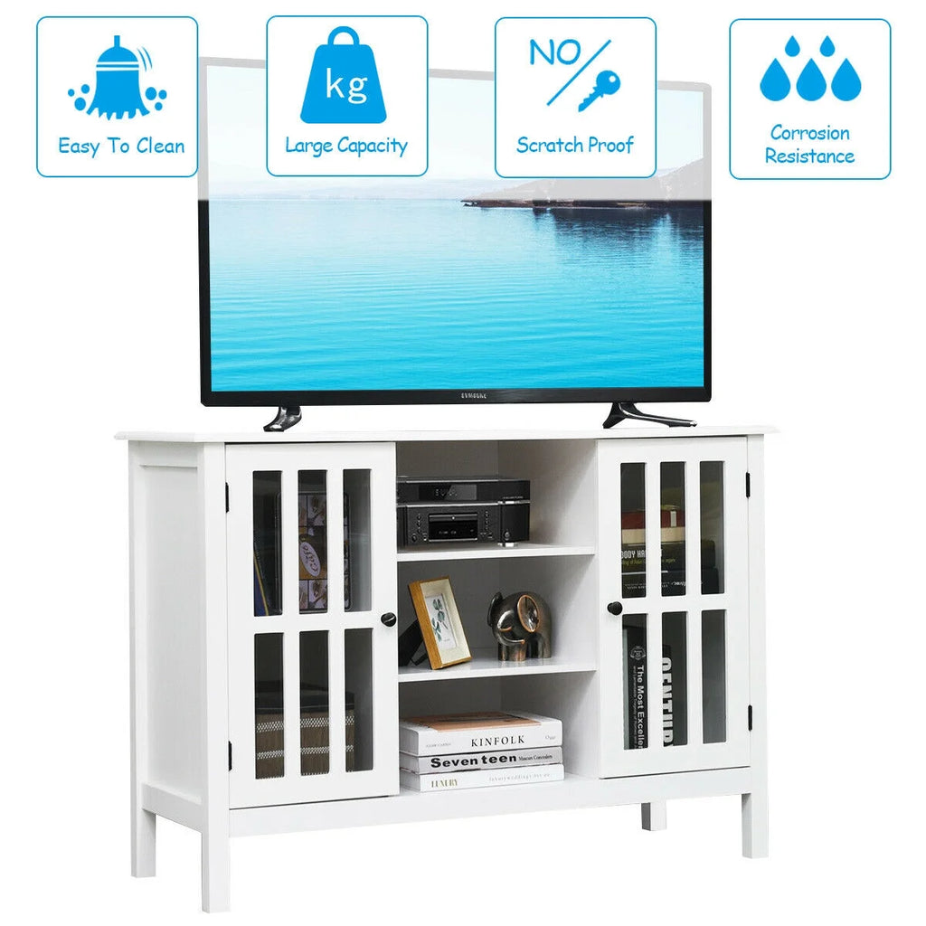Wood TV Stand Entertainment Media Center Console for TV up to 50'' White - Puck's