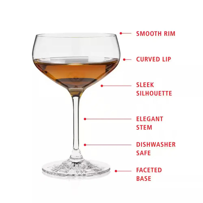 8.3 Oz. Coupette Glass Cocktail Coupes, European Lead-Free Crystal, Holds (Set of 4) - Puck's