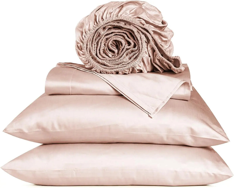 800 Thread Count Queen Size Egyptian Cotton Sheets Set, 4 Pc Bed Sheet Sets for Queen Size Bedding, Luxury Hotel Sheets Sateen Finish Fits 16" Deep Pocket - Blush Pink - Puck's