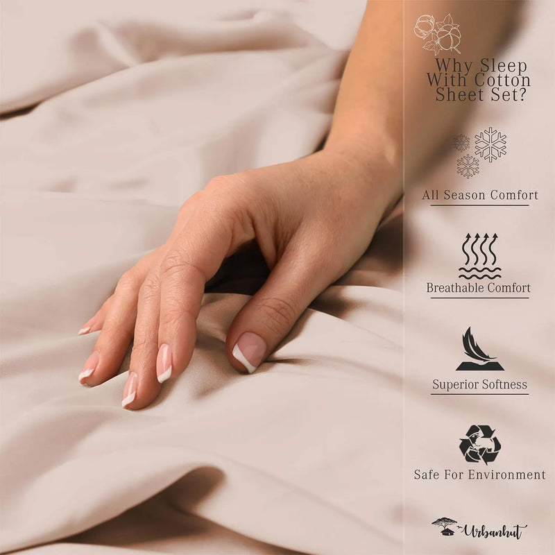 800 Thread Count Queen Size Egyptian Cotton Sheets Set, 4 Pc Bed Sheet Sets for Queen Size Bedding, Luxury Hotel Sheets Sateen Finish Fits 16" Deep Pocket - Blush Pink - Puck's