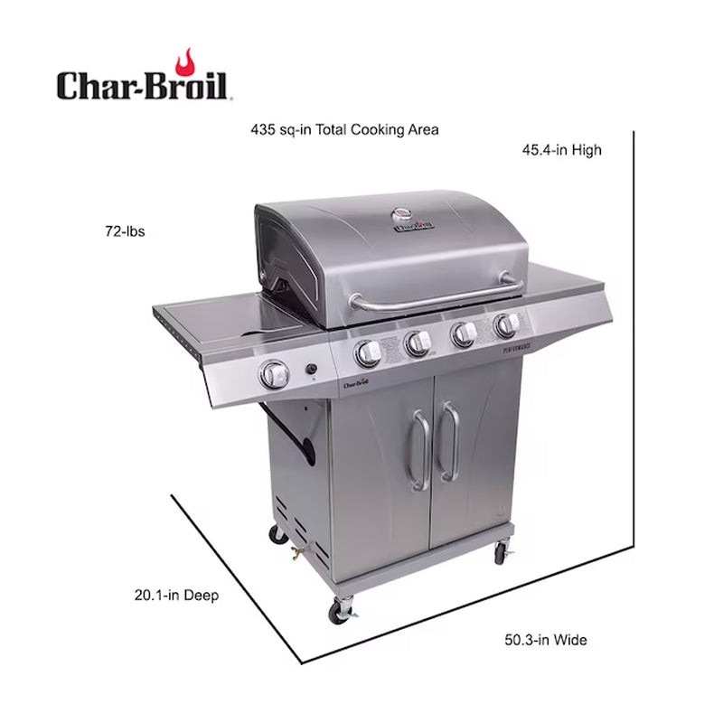Performance Series Silver 4-Burner Liquid Propane Gas Grill with 1 Side Burner - Puck's