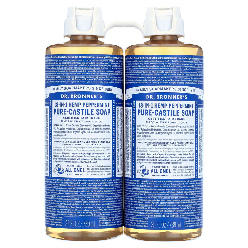 Hemp Peppermint Pure-Castile Soap, 25 Fluid Ounce (Pack of 2) - Puck's