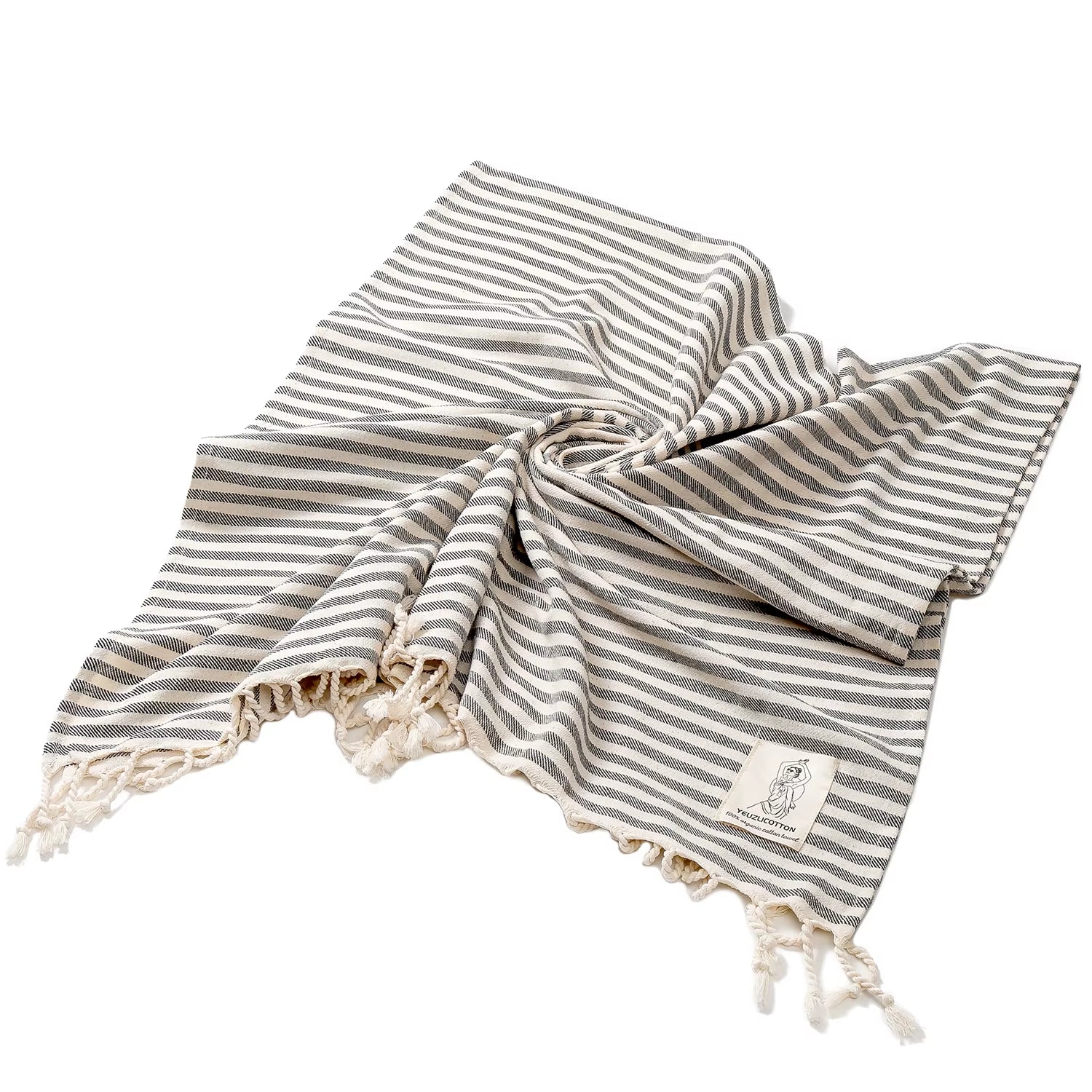YEUZLICOTTON Hot Sale Luxury Striped Tassel 100% Cotton Sauna Spa Bath Towel for Home 100*180CM Travel Turkish Large Beach Towel - Puck's