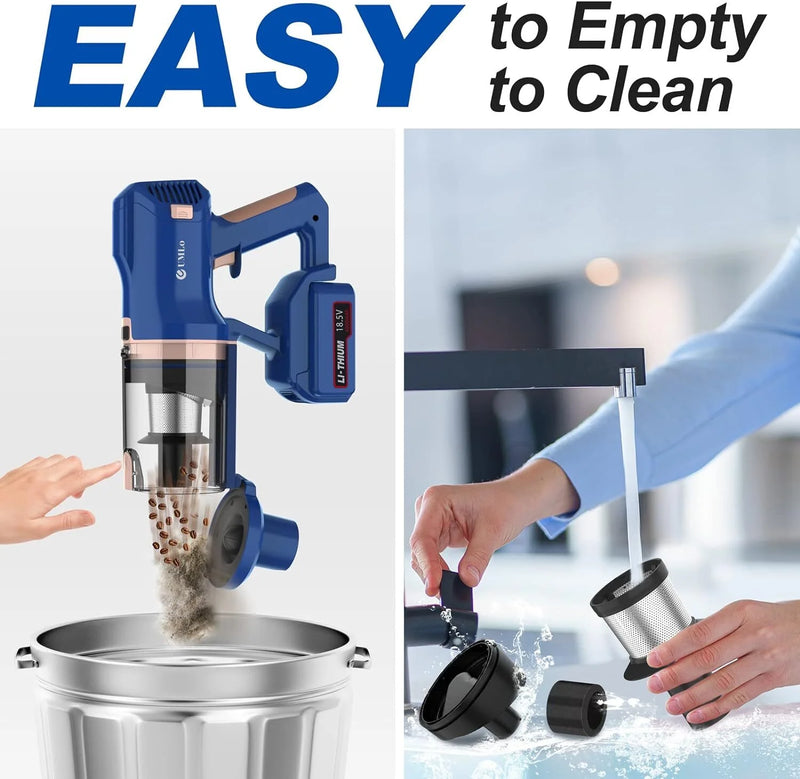 Cordless Stick Vacuum Cleaner, 300W 30Kpa Brushless Motor, 4000Mah Battery up to 60Mins Runtime, Perfect for Home Pet Hair Carpet Floor, V11 Blue - Puck's
