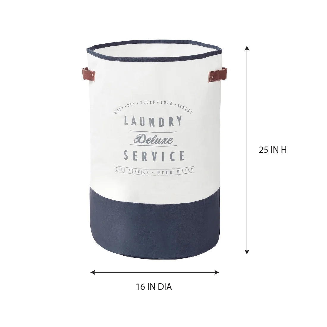 Ivory/Grey Canvas Laundry Hamper, 16" X 25"