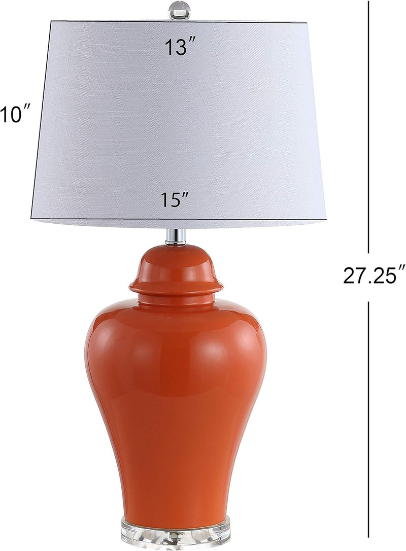 JYL4020B-SET2 Set of 2 Table Lamps Winnie 27" Ceramic Urn LED Table Lamp Contemporary Bedside Desk Nightstand Lamp for Bedroom Living Room Office College Bookcase, Orange - Puck's