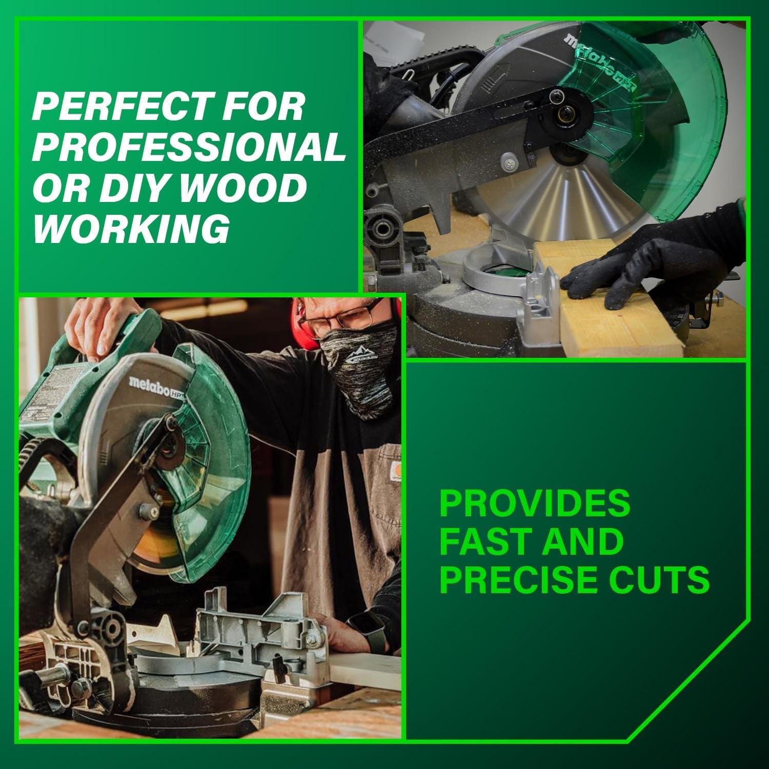 10-Inch Compound Miter Saw, 15-Amp Power Saw with Large 10-Inch Table, Precision Miter Angles, Single Bevel 0-45°, 24T TCT Blade, Positive Stops, Lightweight Design, C10FCGS - Puck's