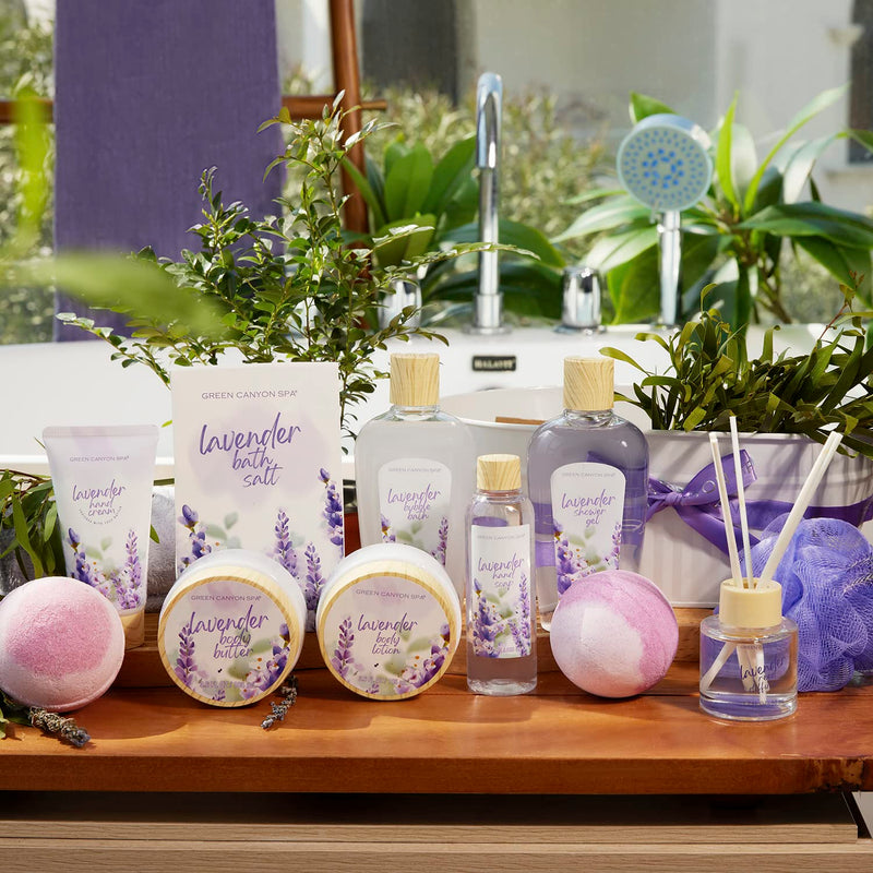 Gifts Baskets for Women, Christmas Bath Sets for Women Gift, 12Pcs Lavender Spa Kit Includes Bath Bomb, Body Lotion, Body Wash, Spa Basket for Men, Gifts for Birthday Christmas - Puck's