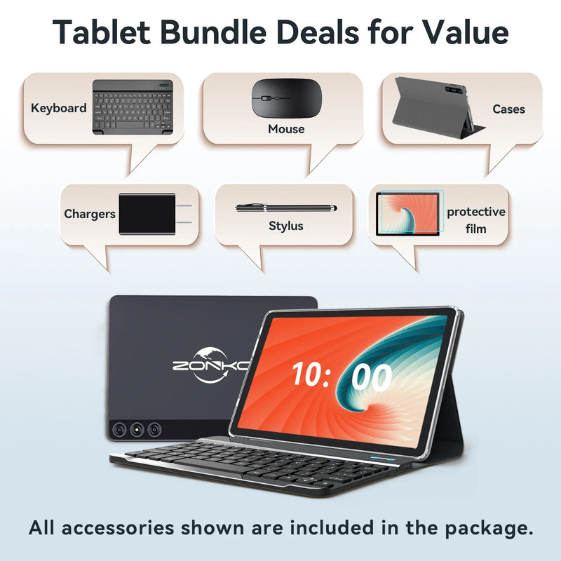 10Inch Android 14 Tablet,4G Cellular Tablet with 128GB ROM+14(8+6)GB RAM,5G Wifi,Octa-Core,13Mp Camera,Gps,1Tb Expand,Fhd Ips,Incell Touch Screen,Face Unlock,Split-Screen,Android Tablet with Keyboard - Puck's