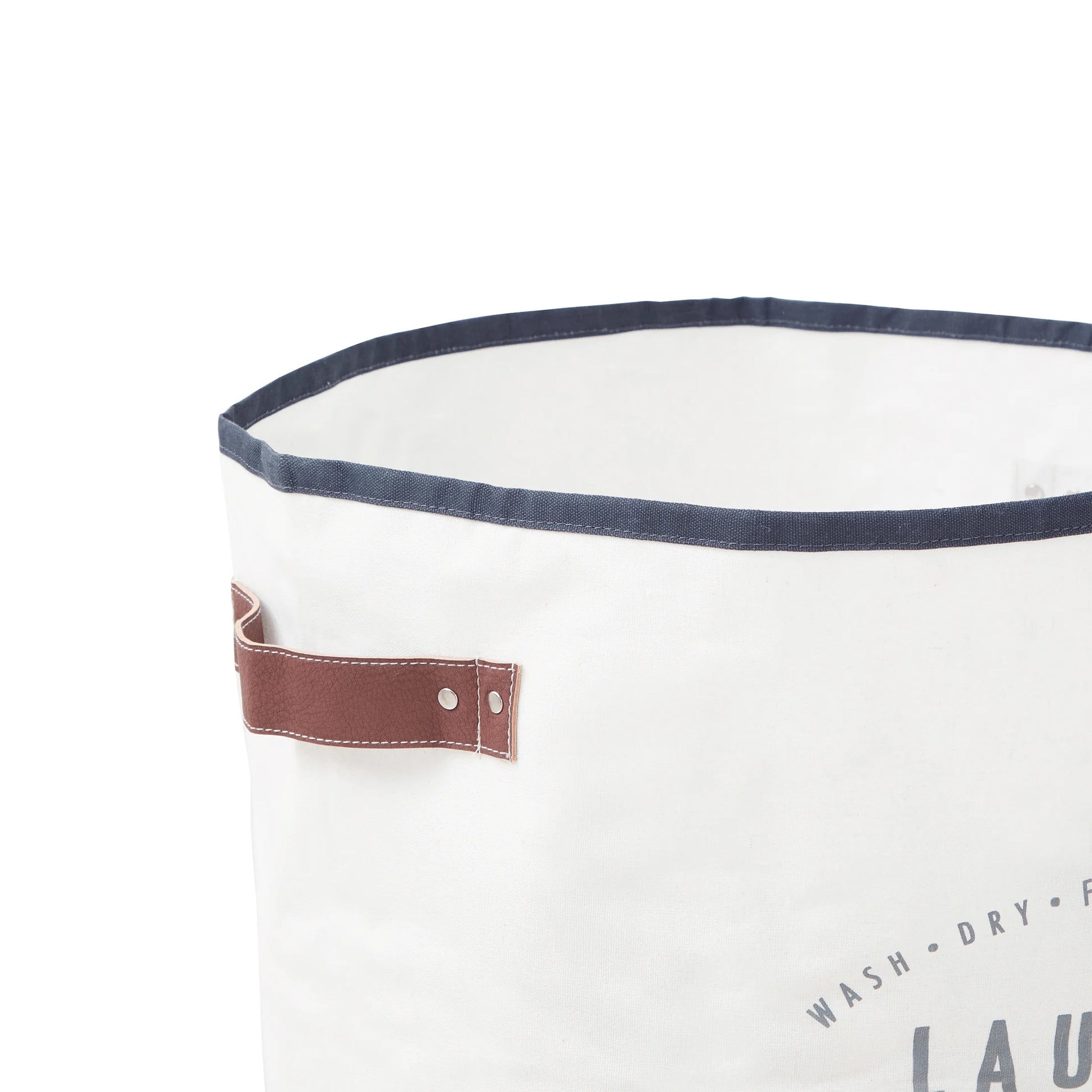 Ivory/Grey Canvas Laundry Hamper, 16" X 25"