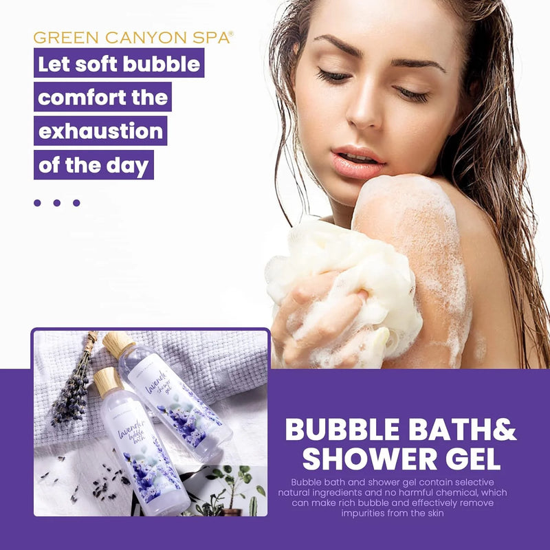 Bath Gift Sets for Women, 11Pcs Lavender Spa Baskets Gift Kits, Relaxing Birthday Mothers Day Gifts for Mom - Puck's