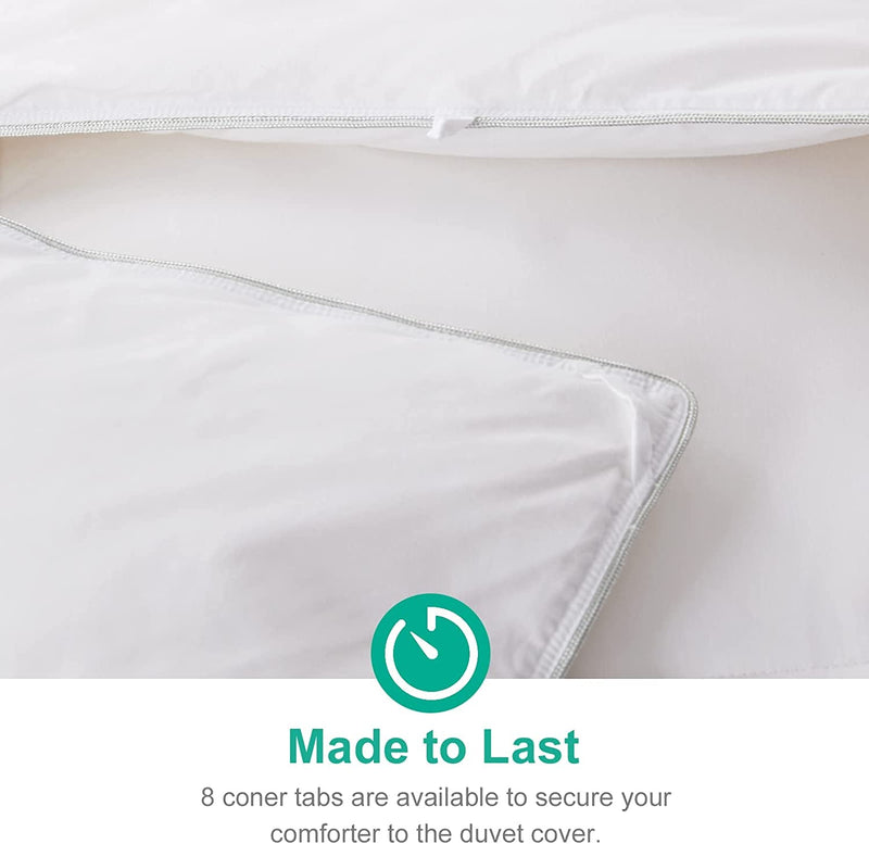 Lightweight down Feather Fibers Comforter Queen Size - Cooling Bed Comforter, Hotel Collection High Fill-Power Thin Duvet Insert for Warm Weather/Hot Sleepers, 90X90, White - Puck's