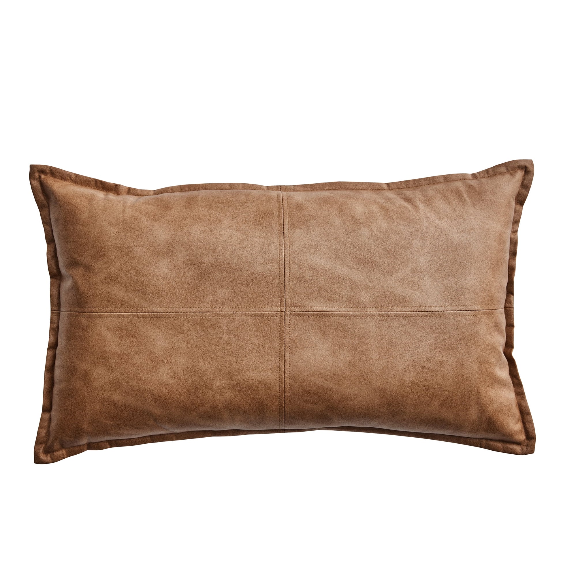 (2 Pack)  14" X 24" Beige Vegan Leather Decorative Pillow - Puck's