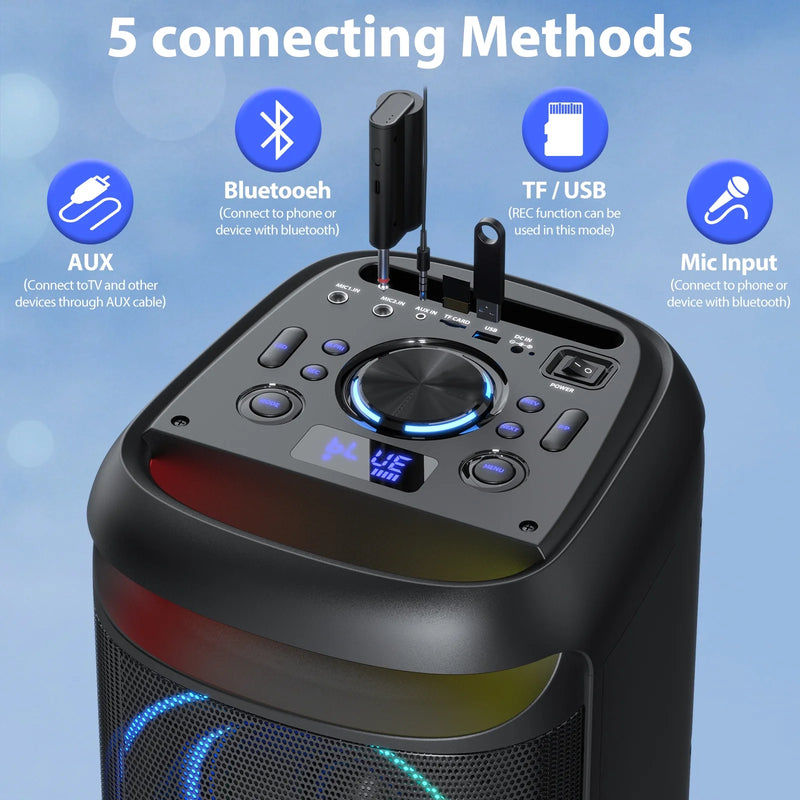 Speaker, Big Bluetooth Speaker with DJ Lights, Portable Large Outdoor Speakers Wireless Bluetooth Party Speaker with Remote Control, Stereo Speakers, Graduation Gift, T20