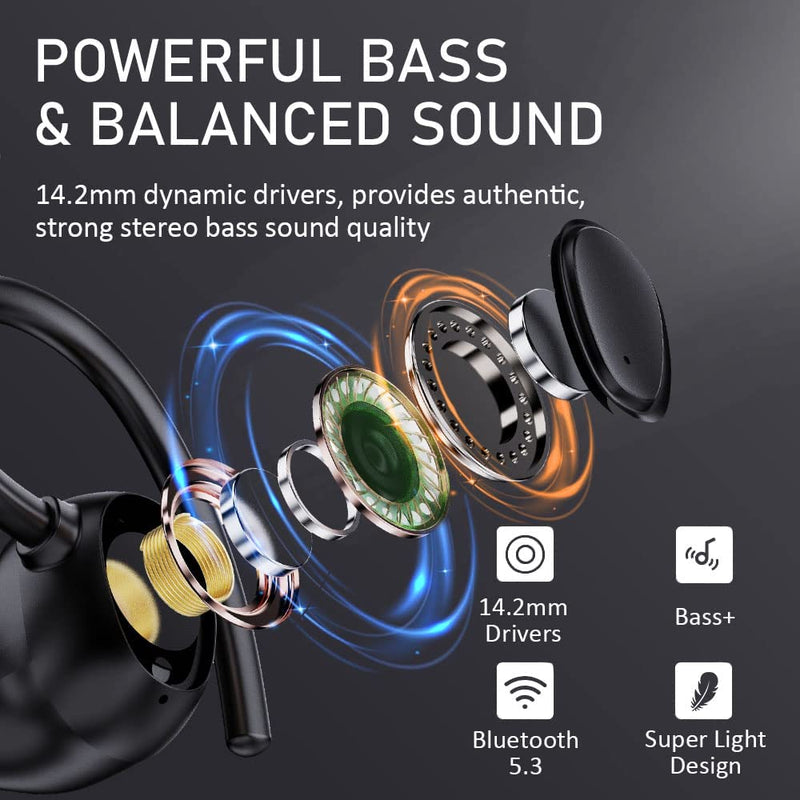 Wireless Earbud, Bluetooth 5.1 Headphones Sport Wireless Bluetooth Earphones in Ear Noise Cancelling Earbud with Mic Deep Bass, Earhooks Ear Buds IP7 Waterproof 48H Headset for Running Gym[2021 New] - Puck's