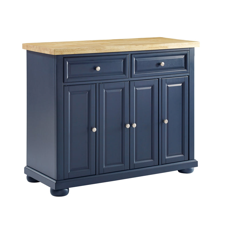 Madison Wood Top Kitchen Island in Navy/Natural