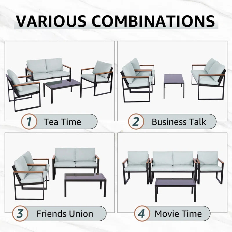 Atara 4 - Person Patio Conversation Sets with Cushions