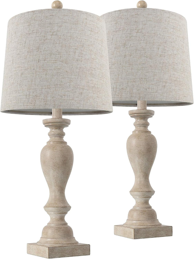 24.5" Table Lamp Set of 2 for Bedroom Table Desk Lamps for Living Room Kids Room Study Room Office Rustic Table Lamps Resin - Puck's