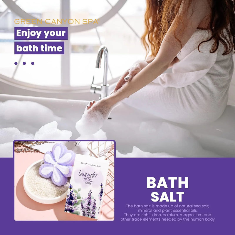 Bath Gift Sets for Women, 11Pcs Lavender Spa Baskets Gift Kits, Relaxing Birthday Mothers Day Gifts for Mom - Puck's