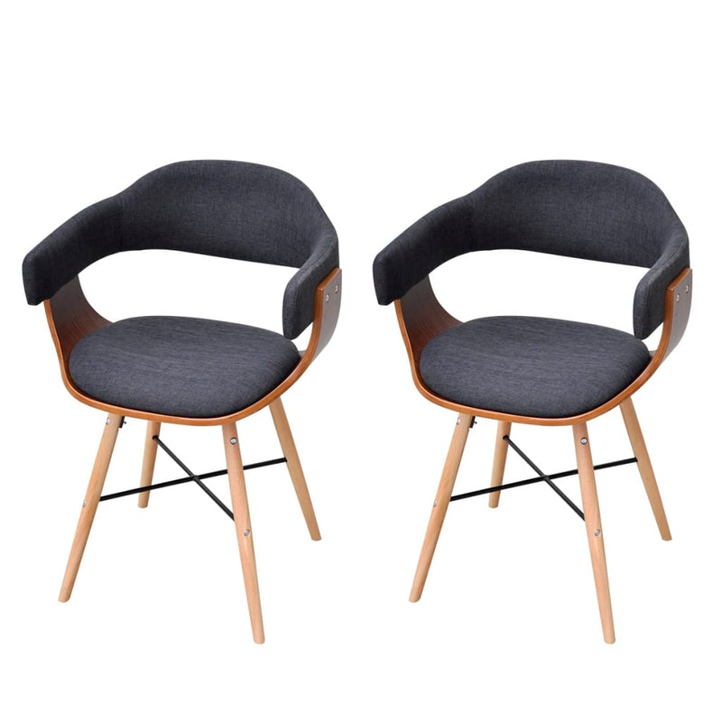 vidaXL Dining Chairs Kitchen Chair for Living Room 2 Pcs Bent Wood and Fabric-2