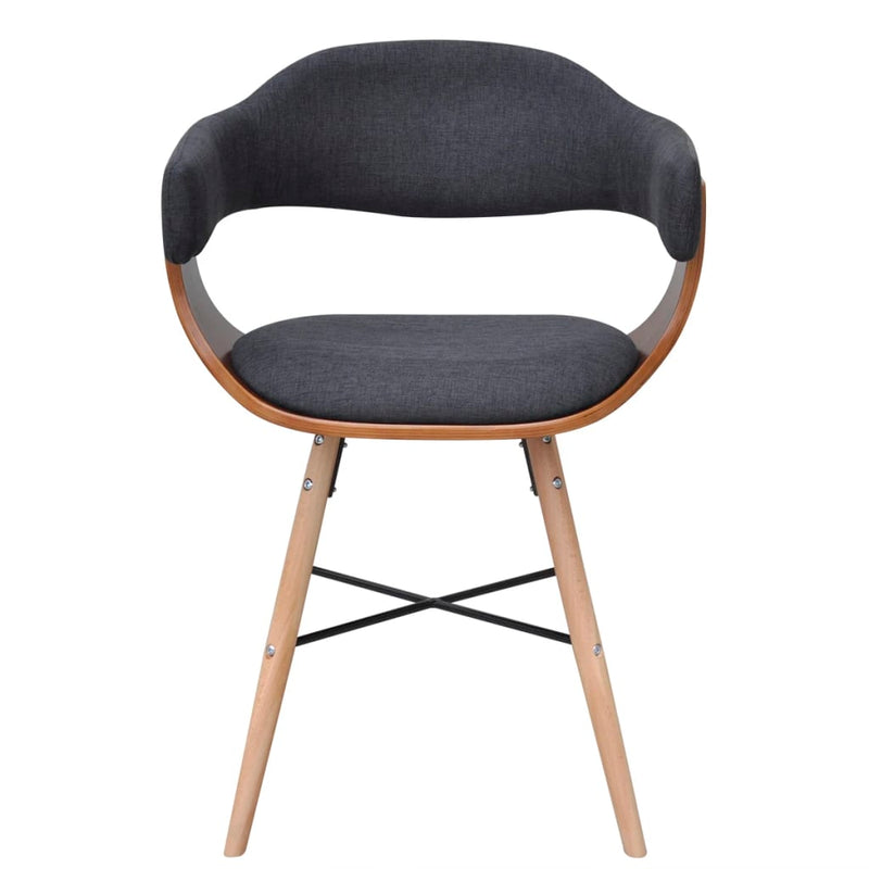 vidaXL Dining Chairs Kitchen Chair for Living Room 2 Pcs Bent Wood and Fabric-4