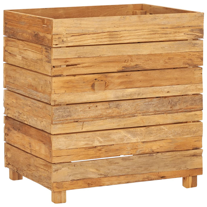vidaXL Planter Flower Box with Steel Rack Patio Plant Box Recycled Teak Wood-3