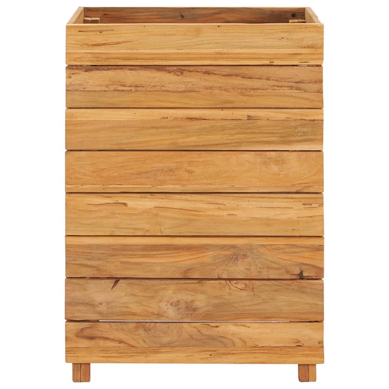 vidaXL Planter Flower Box with Steel Rack Patio Plant Box Recycled Teak Wood-0