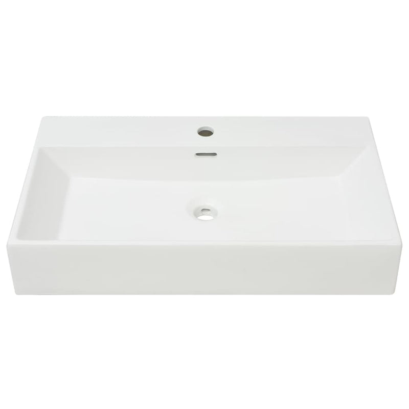 vidaXL Basin with Faucet Hole Ceramic White 30"x16.7"x5.7"-2