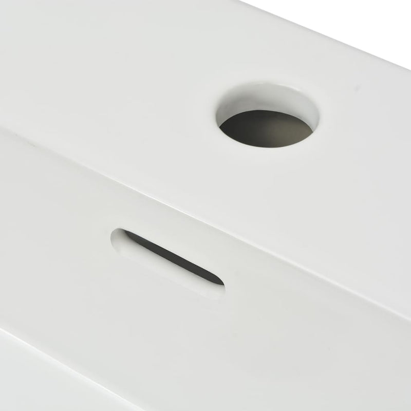 vidaXL Basin with Faucet Hole Ceramic White 30"x16.7"x5.7"-4