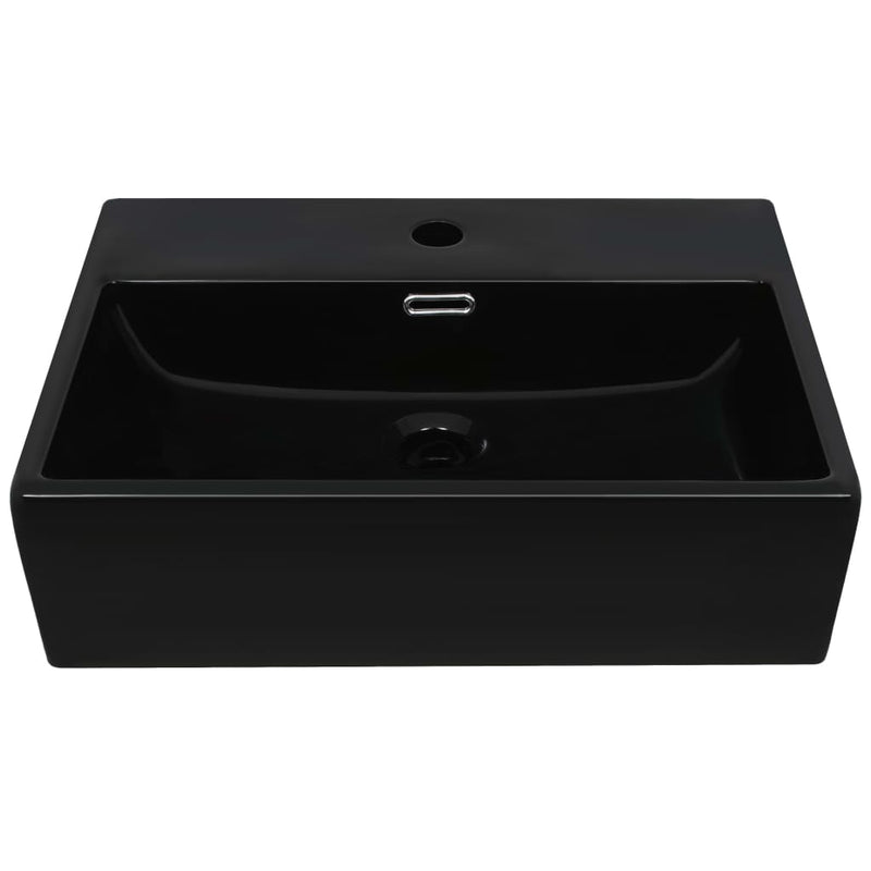 vidaXL Basin with Faucet Hole Ceramic Black 20.3"x15.2"x5.9"-2