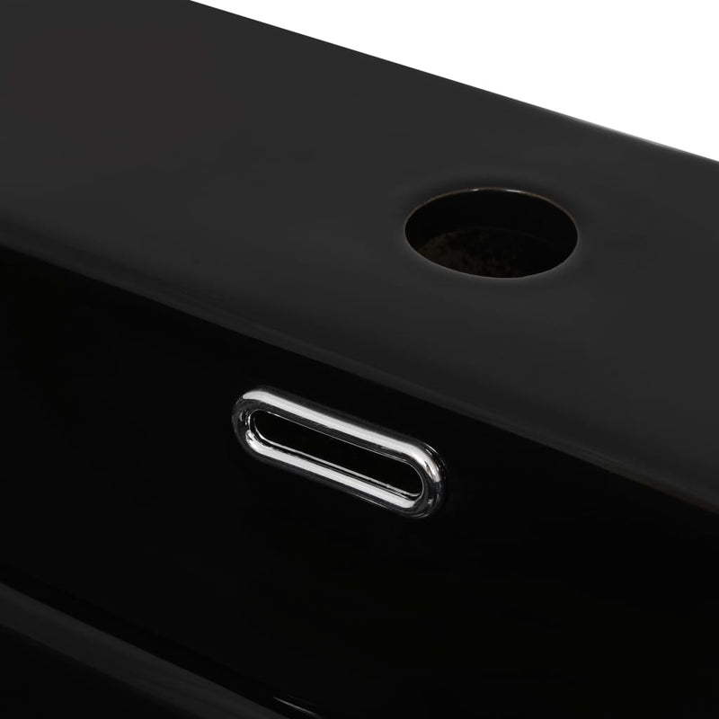 vidaXL Basin with Faucet Hole Ceramic Black 20.3"x15.2"x5.9"-3
